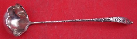 Sauce Ladle fluted  w/ squash motif  7 1/4